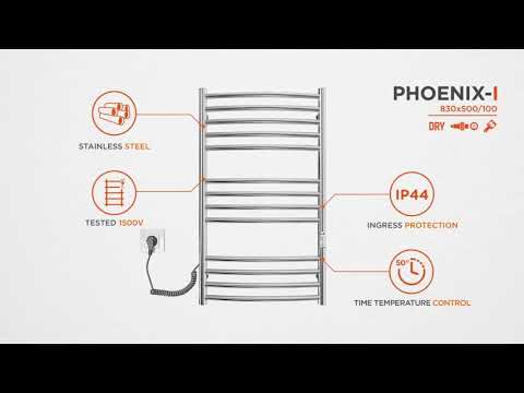 Электрический полотенцесушитель Mario Феникс-I TR 2.2.1302.03.P (4820111356768, 830x500, хром/сатин/белый глянец/черный матовый/золото/бронза, универсальный, с таймером)