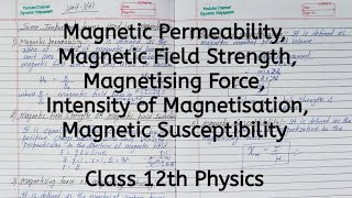 Some Important Terms Used in Magnetism, Chapter 5, Magnetism and Matter, Class 12 Physics
