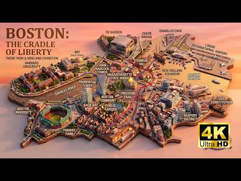 Boston Frame TV Art in 4K | Luxury Isometric Boston Map Ambient Screensaver | Silent OLED-Friendly