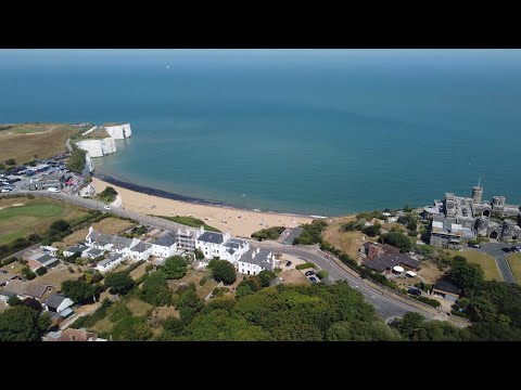 Kingsgate Castle & Kingsgate Bay Beach, Kent, England, UK by Drone 4K