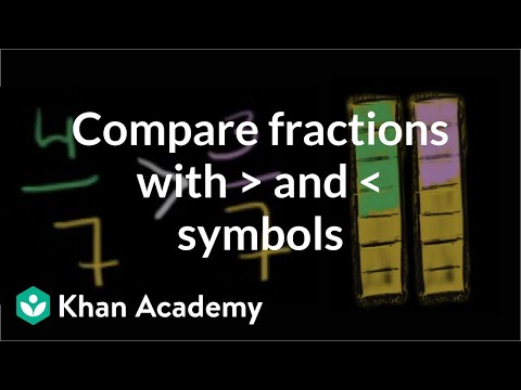 Comparing fractions with > and < symbols (video) | Khan Academy