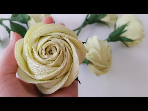 Twisted Rose Paper Flower - DIY Crepe Paper Flowers - Làm Hoa Hồng Xoắn Giấy Nhún