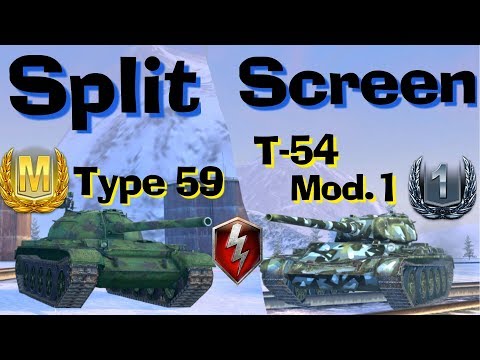 WOT Blitz Split Screen Action Type 59 & T54 Mod1