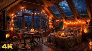 10 HOURS Stormy Night in the Woods | Heavy Rain, Crackling Fire & Pure Attic Peace