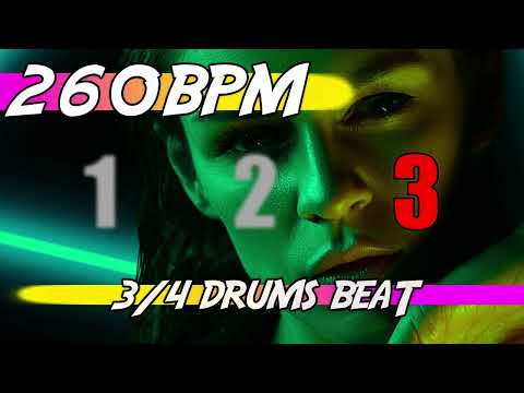 ✅ 260 BPM - 3/4 Drums Beat 🥁 Ten minutes of backing track