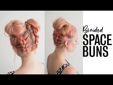 DIY Braided space buns hairstyle tutorial