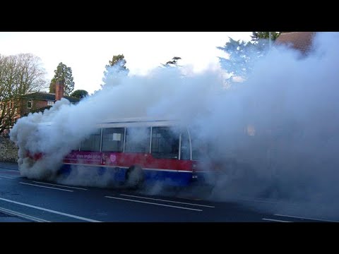 COLD STARTING UP Diesel BUS ENGINES Heavy Smoke and Sound
