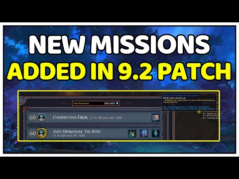New Missions Added On The Mission Table - Patch 9.2 PTR | Shadowlands Goldmaking
