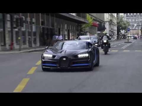 $3.5 million Black & Blue Carbon Bugatti Chiron acceleration in Geneva