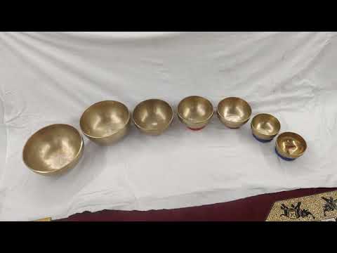 Professionally Tuned full moon singing bowl set for 7 chakra healing tuned singing bowl set