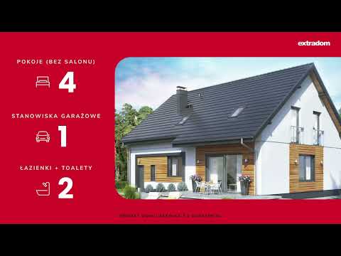 Projekt domu z poddaszem - Jaskółka 5 z garażem XL: dom z garażem z Extradom.pl
