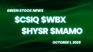 Canadian Solar ($CSIQ) | Wallbox ($WBX) | SunHydrogen ($HYSR) | Massimo Group ($MAMO)