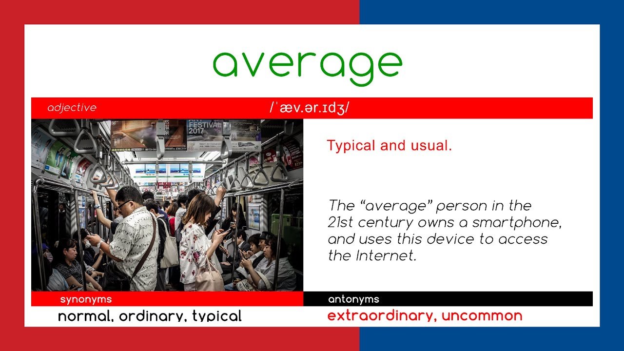 A V E R A G E   - 2 -   WORD OF THE DAY - English - Meaning - Spelling - Synonyms and Antonyms