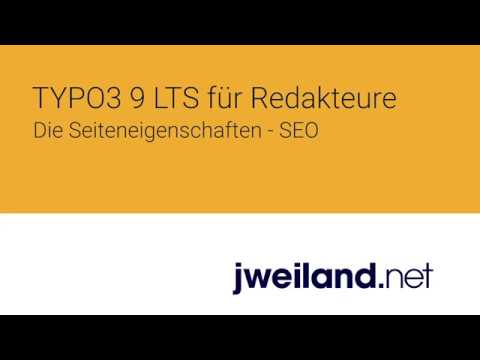 TYPO3 9.5 für Redakteure - 08 Die Seiteneigenschaften SEO