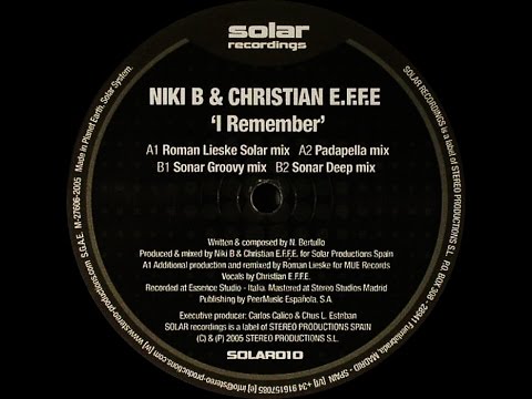 Niki B & Christian E.F.F.E ‎– I Remember (Solar Groovy Mix)