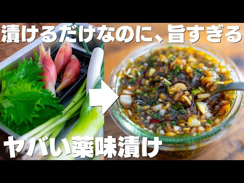 【5分で作れる】切って漬けるだけ。薬味の漬けが旨すぎて米が止まらない。やばい。【醤油漬け / 大葉消費】