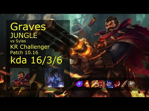 Graves Jungle vs Sylas - KR Challenger 16/3/6 Patch 10.16 Gameplay // [롤] 그레이브즈 vs 사일러스 정글