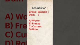 Grass : Erosion :: Dam : ? #iq #jk #quiz #shorts #viral