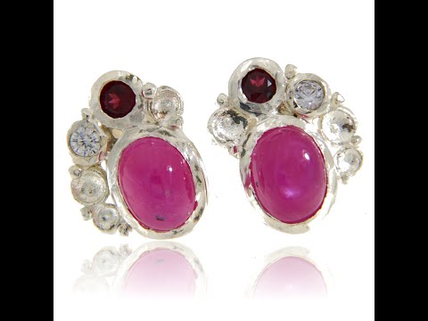 Cercei Argint 925 Rubin Granat Naturale Cubic Zirconia - Finete si Stralucire