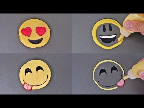 Emoji Pancake Art - Heart Eyes, Crazy smile face