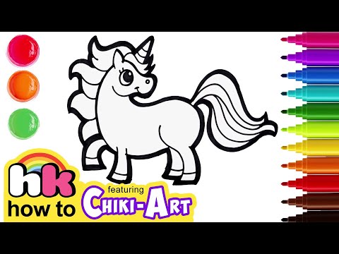 Chiki Art | Let's Draw & Color A Cute Unicorn | Art...