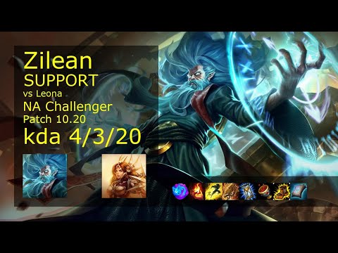Zilean Support vs Leona - NA Challenger 4/3/20 Patch 10.20 Gameplay