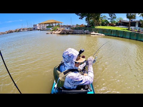 Kayak fishing by NASA Space Center Houston: They have big fish!