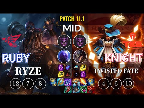 RW Ruby Ryze vs TES knight Twisted Fate Mid - KR Patch 11.1