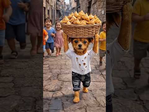 Poor puppy didn't have cash to buy samosa so, his rich friends making fun of him 😭#animals #story