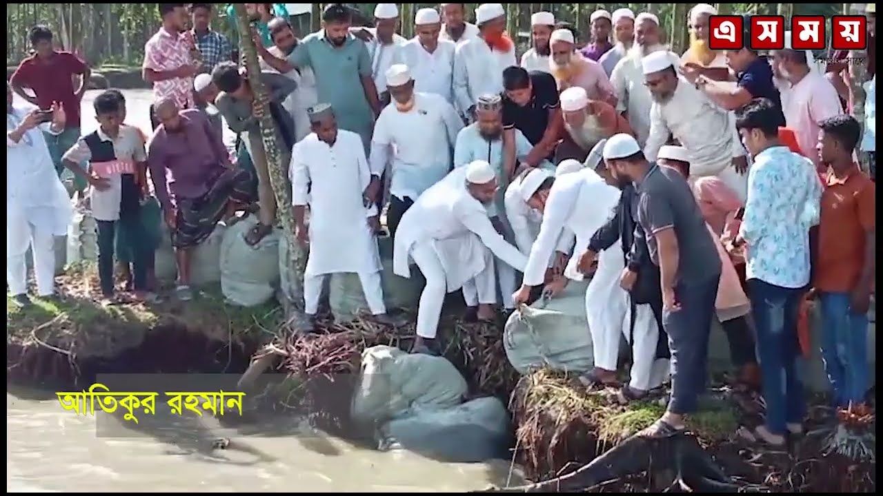 নদী ভাঙ্গন রোধে মেহেন্দীগঞ্জে জিও ব্যাগ ফালানো কাজের উদ্বোধন।