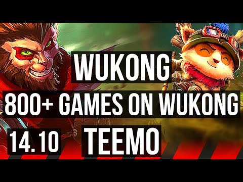 WUKONG vs TEEMO (TOP) | 800+ games, 6/3/10 | NA Challenger | 14.10
