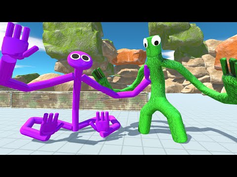 RAINBOW FRIENDS PURPLE VS RAINBOW FRIENDS GREEN DEATH RUN - Animal Revolt Battle Simulator