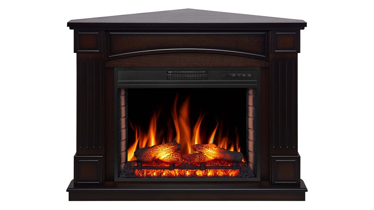 Камінокомплект ArtiFlame Boston Corner AF28S махагон коричневий антик з обігрівом і звуком горіння вогню