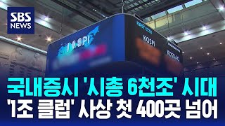국내증시 '시총 6천조' 시대..'1조 클럽' 사상 첫 400곳 넘어 / SBS