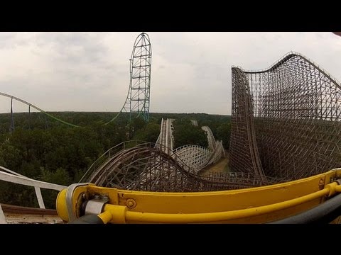 Six Flags Rolling Thunder POV HD Front Seat On-Ride 1080p Wooden Roller Coaster Great Adventure Video