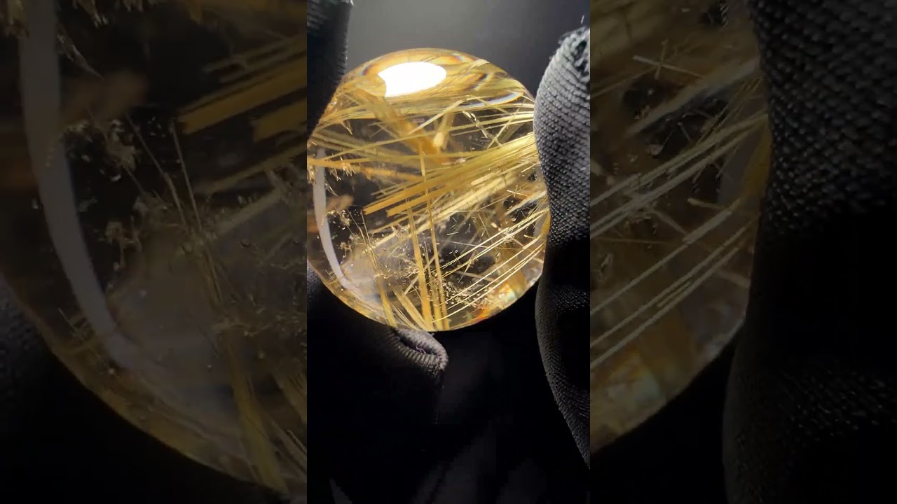 [高品質++]ブラジル産タイチンルチルクォーツ丸玉/スフィア（球体球体直径28.5mm）★現品動画あり-slide-youtube