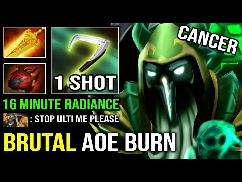 BRUTAL +105 BURN DPS True Cancer Mid 1v5 Necrophos Instant 1 Shot with Radiance Cloak Dota 2