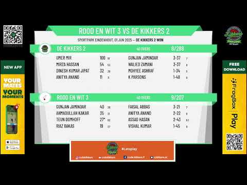 KNCB Vierde Klasse Round: 5 Rood en Wit 3 v De Kikkers 2