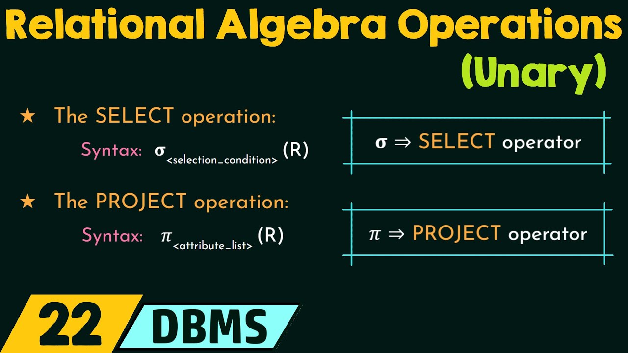 Relational Algebra Operations - Unary