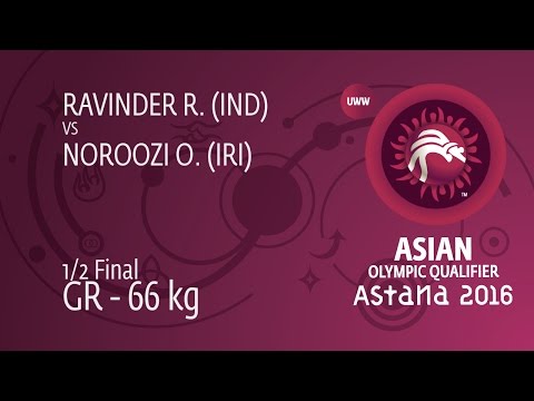 1/2 GR - 66 kg: O. NOROOZI (IRI) df. R. RAVINDER (IND) by TF, 11-1