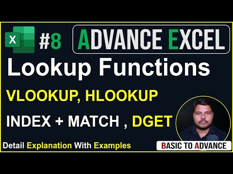 Ms Excel Functions VLookup, HLookup, Index, Match, DGET  |Tutorial for beginners| Lecture-8 UPCISS