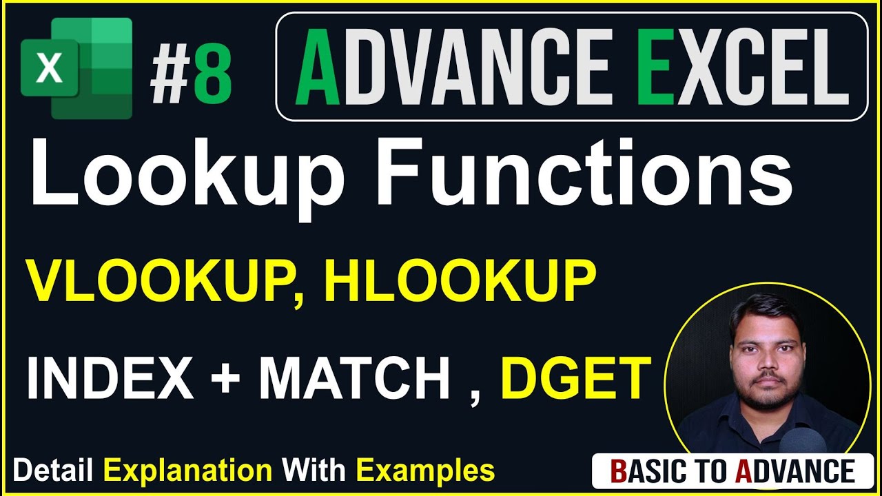 Ms Excel Functions VLookup, HLookup, Index, Match, DGET  |Tutorial for beginners| Lecture-8 UPCISS