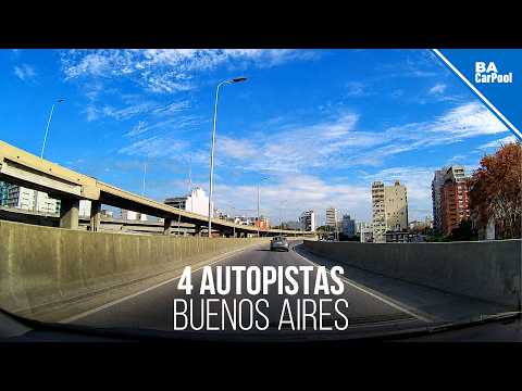 Buenos Aires por 4 autopistas | Lugones, Illia, Paseo del Bajo y 25 de Mayo | Full ASMR