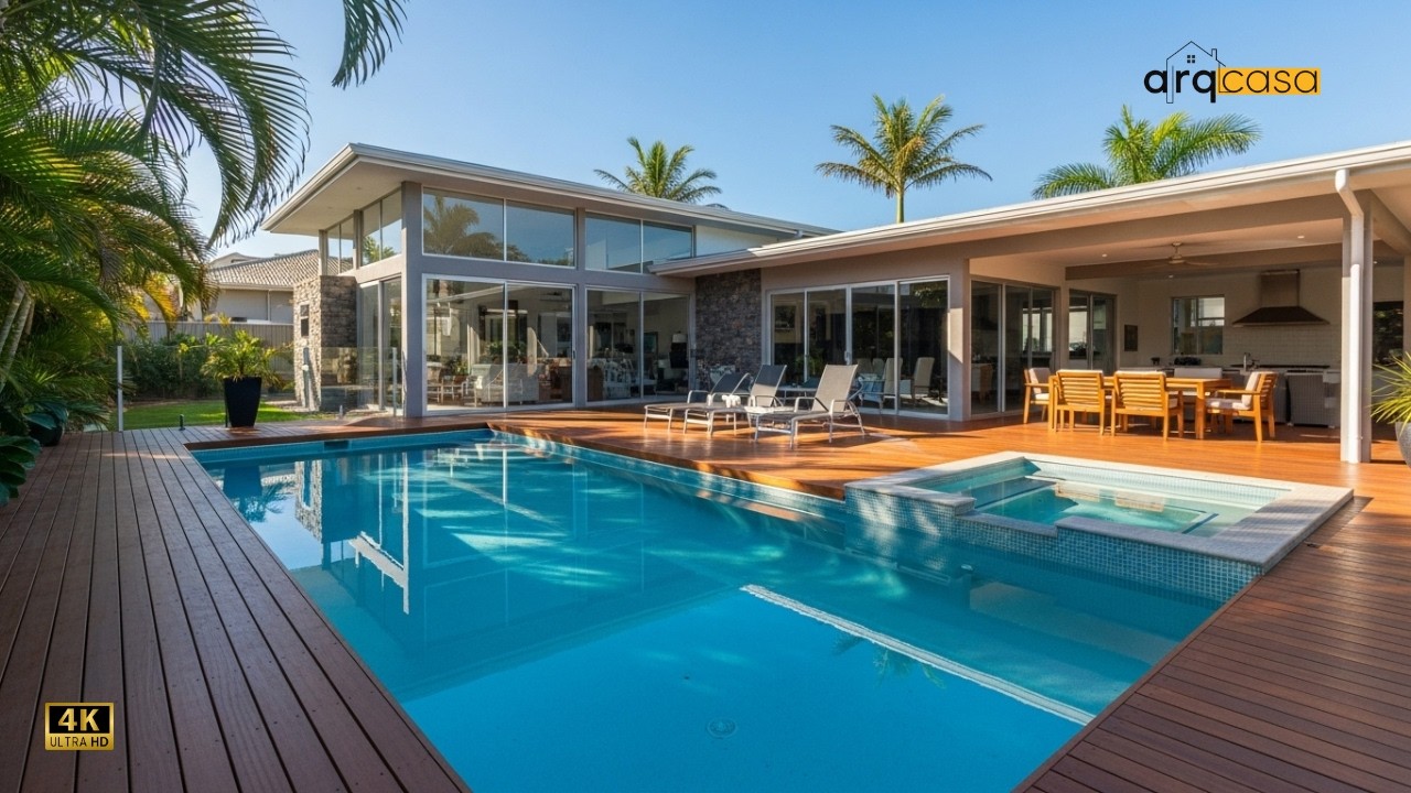 Piscinas com Deck de Madeira: 100 Modelos Incríveis para Inspirar Você