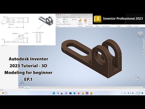 Autodesk Inventor 2023 Tutorial - 3D Modeling for beginner EP.1 #autodeskinventor