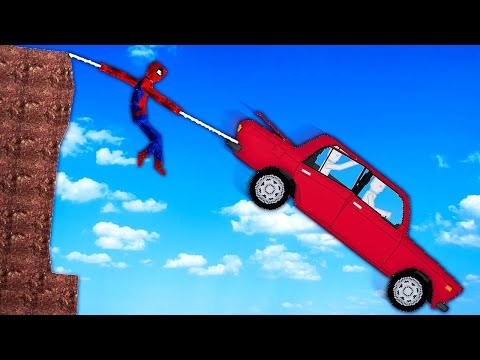 Cars Filled with Ragdolls vs CLIFF - People Playground Gameplay