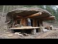 Man Builds Hidden UNDER ROCK Home In The Forest Start To Finish By Outdoor Builder