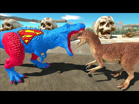 SUPERMAN T-REX GRAVEYARD DEATH RUN - Animal Revolt Battle Simulator