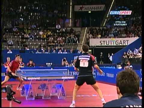 Table Tennis EM 2009 Stuttgart 11 Michael Maze vs Timo Boll (Matchpoint)