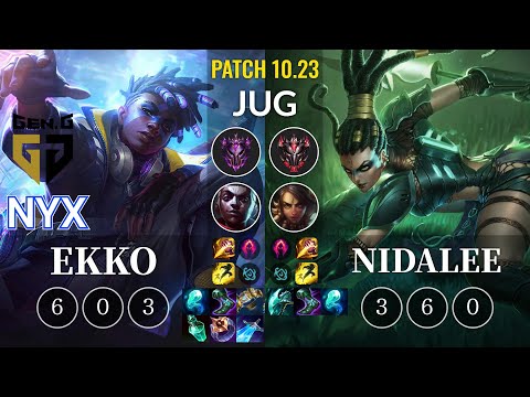 GEN Nyx Ekko vs Nidalee Jungle - KR Patch 10.23